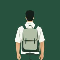Back View of a Student with Backpack, Minimalist Illustration vector