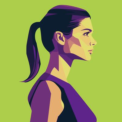Geometric Profile Portrait of a Woman with Ponytail