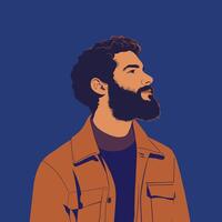 Stylish Portrait of a Bearded Man in Profile vector