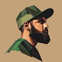 Geometric Portrait of a Bearded Man in a Cap vector