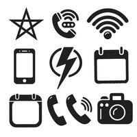 Different icons set like camera, calendar, wifi, phone Art Illustration vector