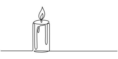 Candle icon single line art continuous one line drawing of Isolated outline art vector