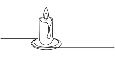 Continuous one Line Drawing of Candle vector