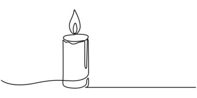 Candle continuous one line drawing icon one white background vector