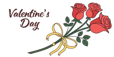 Romantic background with a bouquet of red roses ti full of romantic and artistic elements perfect for Valentine's Day and creative designs. vector