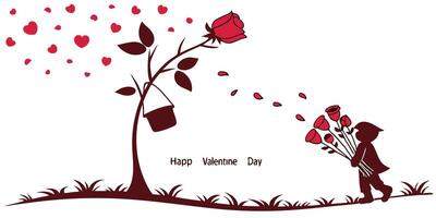 a pair of flamingos forming a heart shape with th full of romantic and artistic elements perfect for Valentine's Day and creative designs. vector