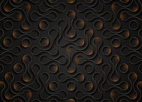 Technology connection pattern design, fluid transition texture, integration abstract symbol. circles point movement, waves light effect banner in gold color isolated on black background vector
