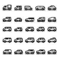 Different type of vehicles and car icon set vector