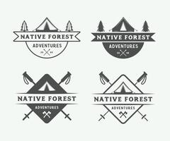 Four logos for native forest vector