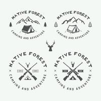 Four logos for native forest camping and adventure vector