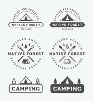Four different logos for native forest camping vector