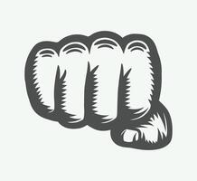 A fist is shown in a black and white drawing vector