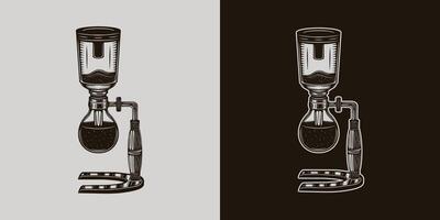Two different illustrations of a coffee maker and a coffee pot vector