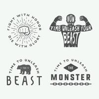 Four different logos for the monster vector