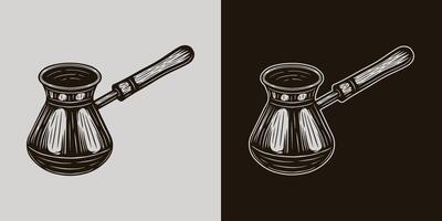 Two different illustrations of a coffee pot and a coffee pot vector