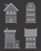 Four different types of houses on a dark background vector