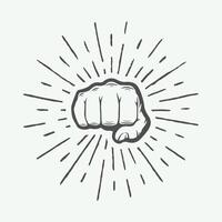 A fist is shown in a black and white drawing vector
