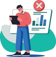 A flat illustration of a character having data error vector
