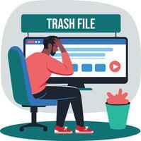 Distraught illustration of character in flat style vector