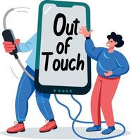 A character based flat illustration of disconnected mobile vector