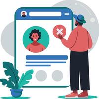A flat illustration of a character having profile error vector