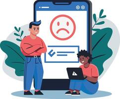 A flat illustration of character angry at network issue vector