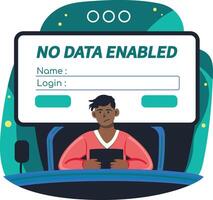 A flat illustration of a character facing login dashboard error vector