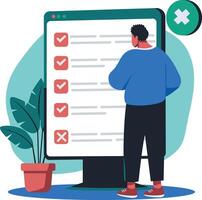 A flat illustration of character worried about incomplete task vector