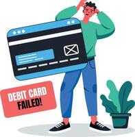 A flat illustration of character having card error vector