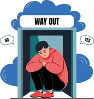 Elevator stuck character illustration in flat style vector