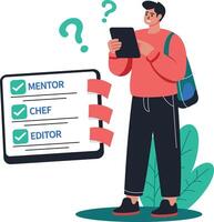 Job hunting illustration of a character in flat style vector