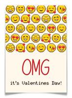 Valentine Card Design with Different Pixel Emoji. vector