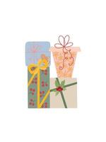 A festive heap of beautifully wrapped presents with decorative bows, creating a joyful holiday atmosphere for seasonal projects vector