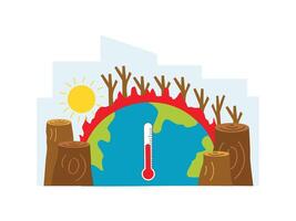 Global warming Effected by deforestation vector