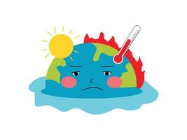 Sad Earth Effect of Global Warming vector