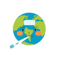 Sick Earth with thermometer effect of Global warming Illustration vector