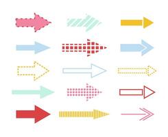 Arrows set icon. Arrow collection in pastel colors, white background. Modern and simple arrows. vector