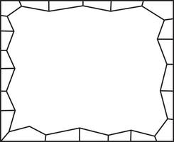 Cute horizontal border consists of various tiles. Black lines and white background. Empty space for picture or text. vector