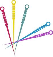 Five Acupuncture Needle With Five Different Color icon logo. vector