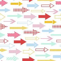 Various pastel colors arrows seamless pattern. Seamless abstract geometric pattern. White background. vector