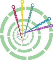 Five Acupuncture Needle with Different Color inside the green circle vector