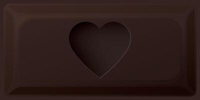 Abstract 3D chocolate bar background with heart frame paper cut style graphic illustration. vector
