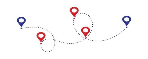 Route location icon dotted line road with start and end points. vector