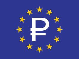 Russian ruble symbol on an EU flag background. vector