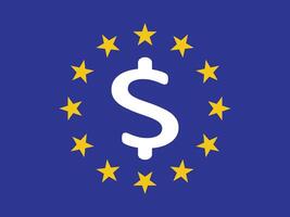 Eurozone Currency Symbol with European Union Flag Design. A graphic design depicting the US dollar symbol. vector