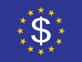 European union flag with dollar symbol representing financial implications. vector