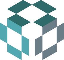 The 3d logo for the company, which is made up of squares cube vector