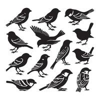 A peaceful depiction of sparrows in silhouette on a white background vector