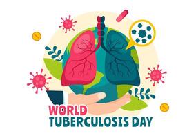 Illustration for World TB Day Featuring Lungs and Microbial Bacteria in Healthcare Background vector