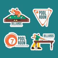Billiards Game Templates in Hand Drawn Flat Cartoon Style for Label vector